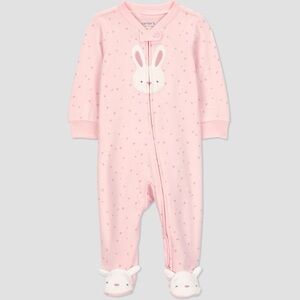 Carter's nwt Just One You Baby Girls' Easter Bunny Sleep N' Play - Pink rabbit